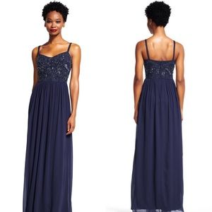 Adrianna Papell- Chiffon Dress with Beaded Bodice